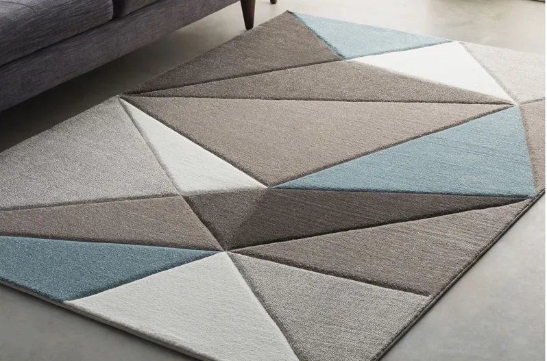 Santa Monica Area Rug in Taupe, Dark Brown, Aqua, Ivory by Surya