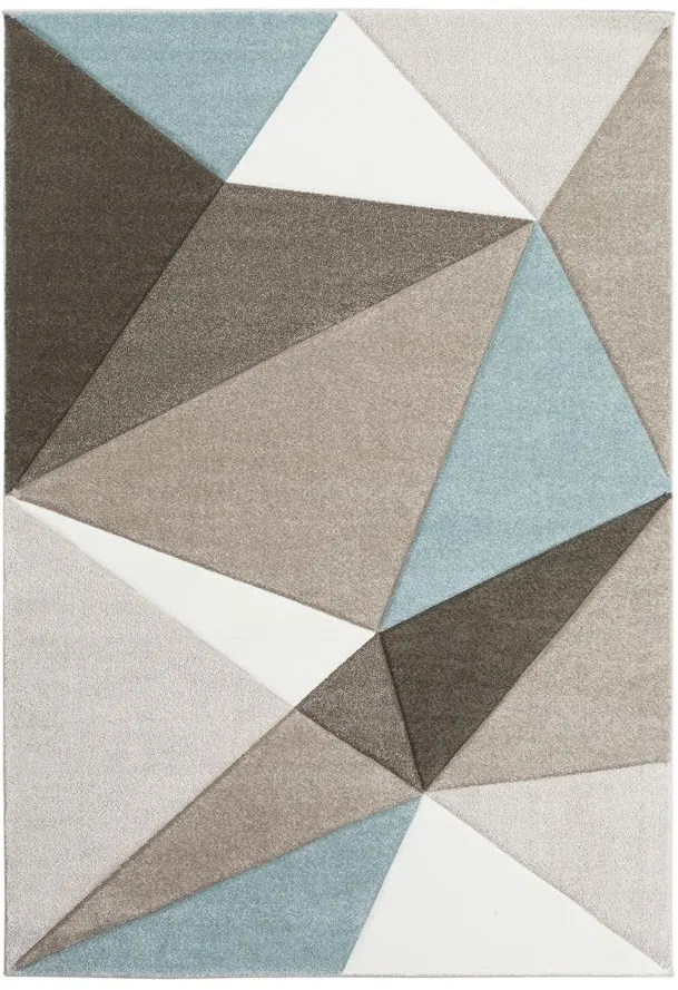 Santa Monica Area Rug in Taupe, Dark Brown, Aqua, Ivory by Surya