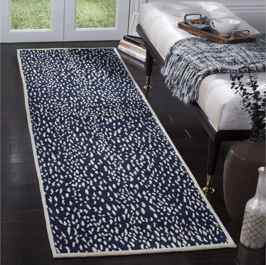 Marbella Runner Rug in Navy Blue/Ivory by Safavieh