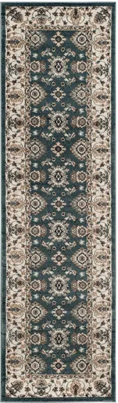 Sussex Runner Rug in Teal / Cream by Safavieh