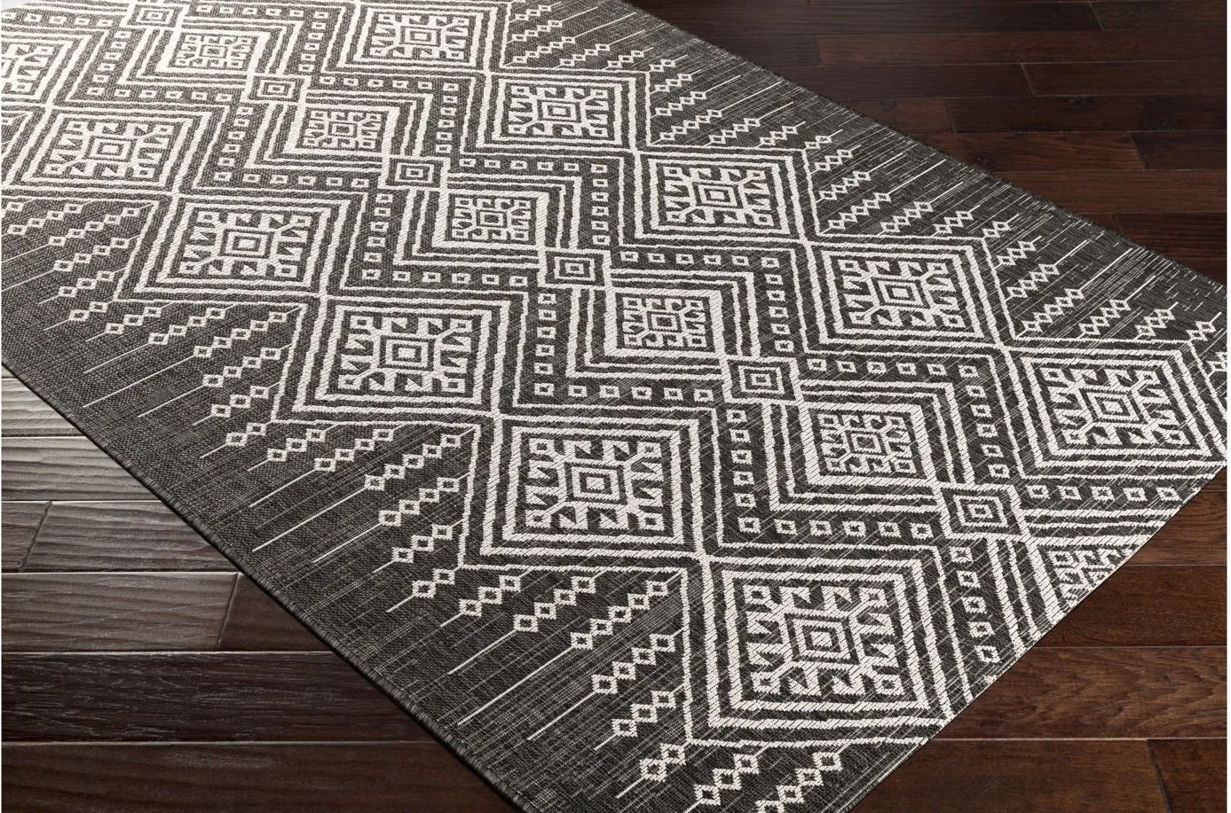 Eagean Indoor/Outdoor Area Rug in Black/White by Surya