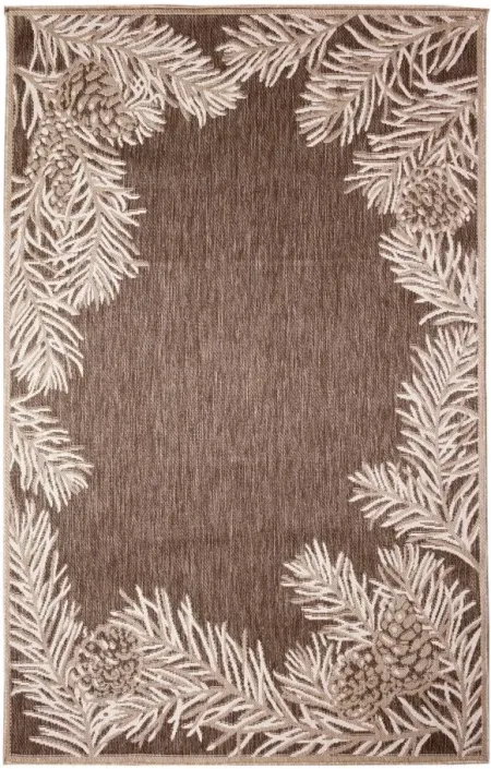 Liora Manne Malibu Pine Border Indoor/Outdoor Area Rug in Neutral by Trans-Ocean Import Co Inc