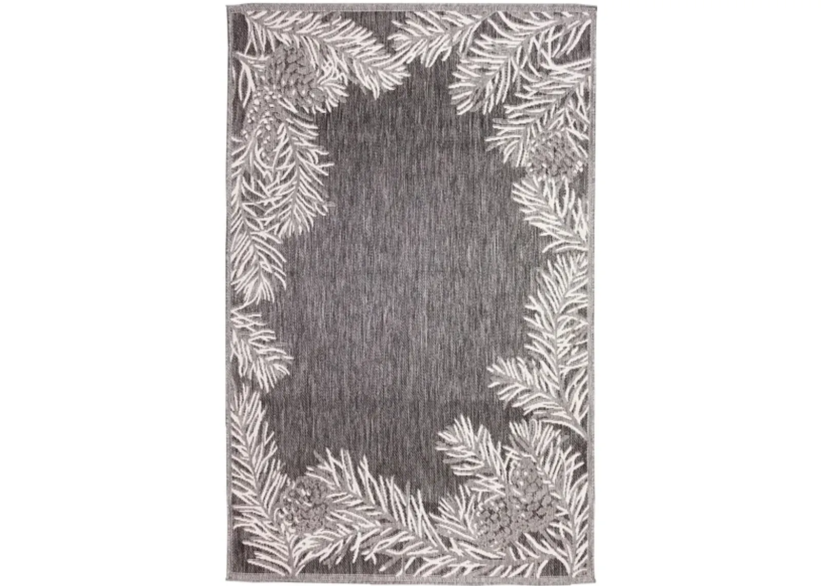 Liora Manne Malibu Pine Border Indoor/Outdoor Area Rug in Charcoal by Trans-Ocean Import Co Inc