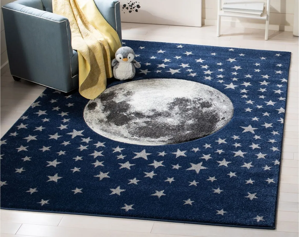 Carousel Earth Kids Area Rug in Navy & Gray by Safavieh