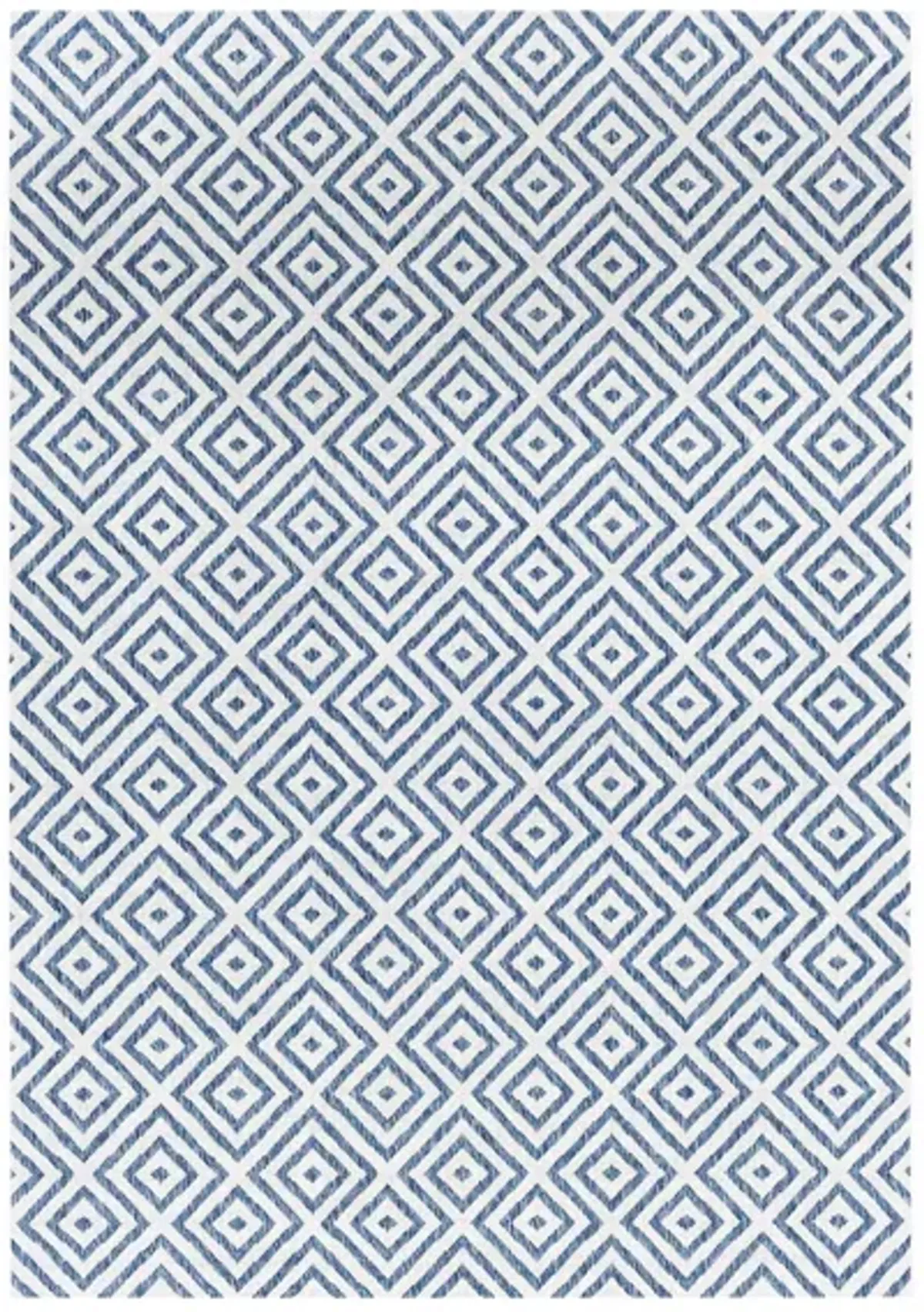 Eagean Diamond Indoor/Outdoor Area Rug in Dark Blue, Denim, Cream by Surya