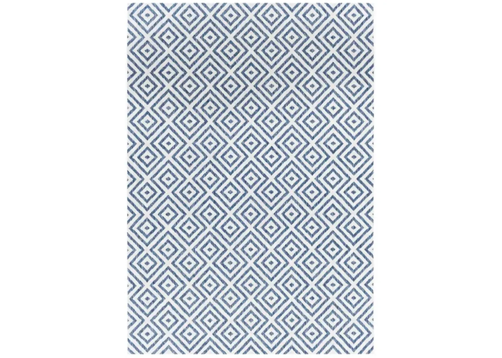 Eagean Diamond Indoor/Outdoor Area Rug in Dark Blue, Denim, Cream by Surya