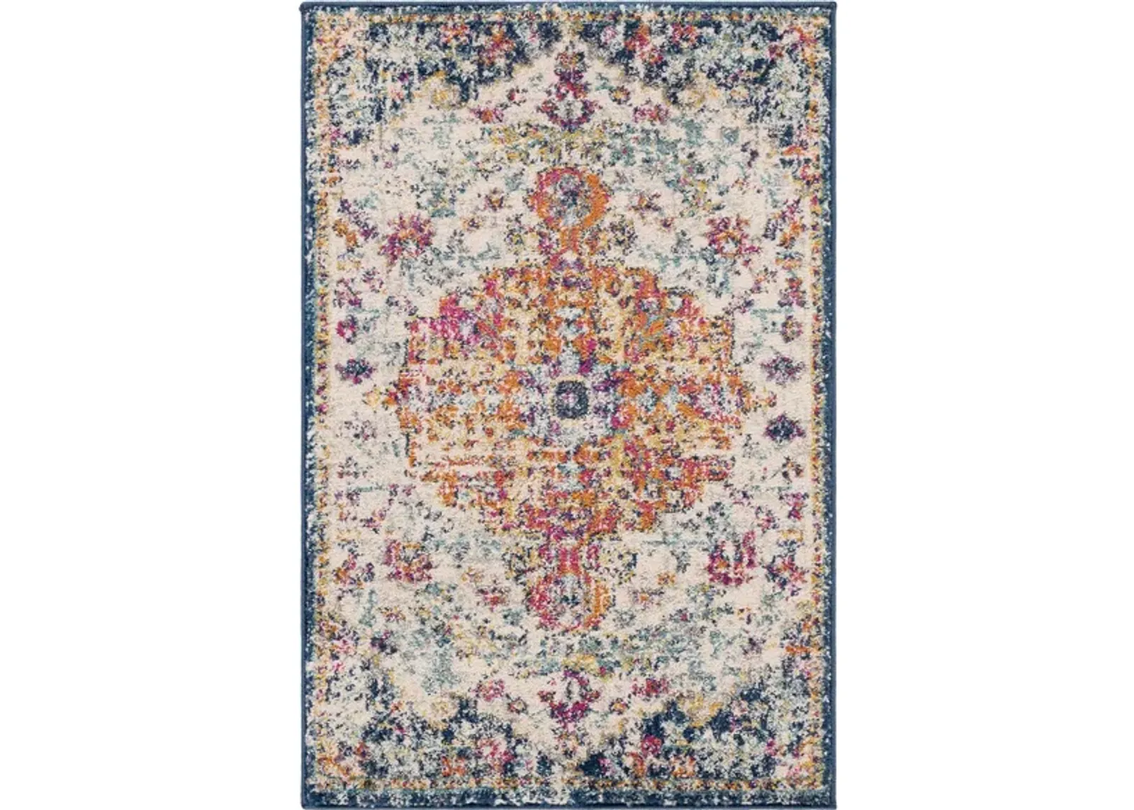 Harput Rug in Aqua, White, Bright Red, Bright Yellow, Burnt Orange, Bright Pink by Surya