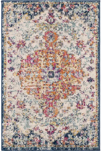 Harput Rug in Aqua, White, Bright Red, Bright Yellow, Burnt Orange, Bright Pink by Surya