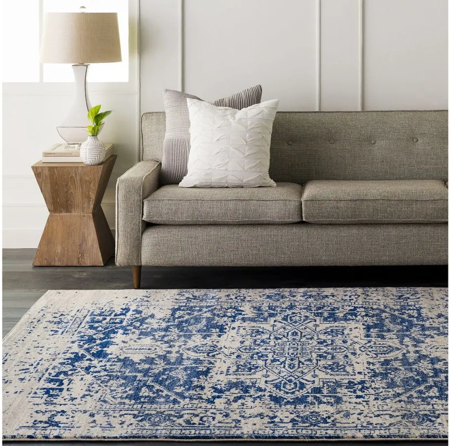 Harput Rug in Dark Blue, Light Gray, Beige by Surya