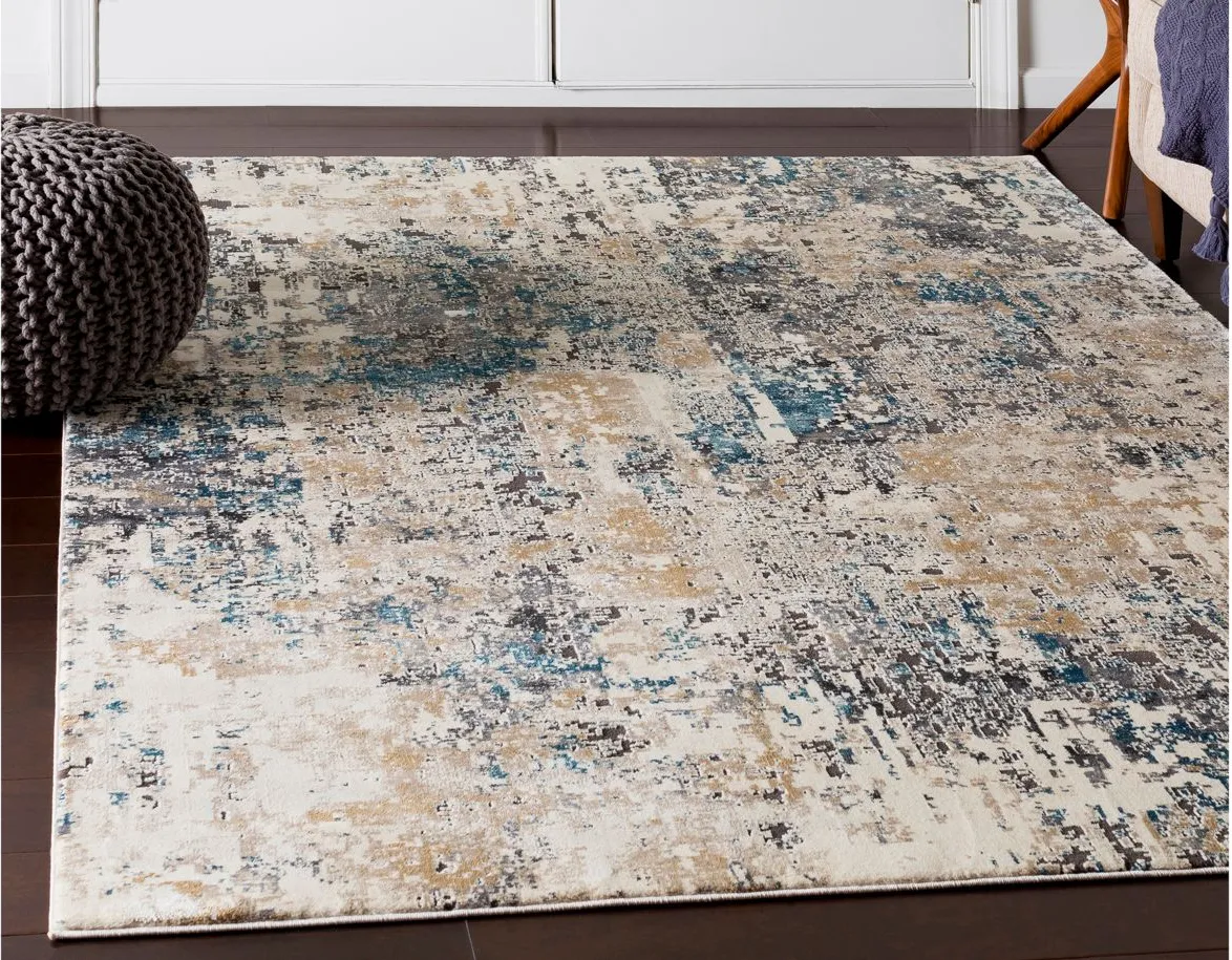 Pune Mumbai Rug in Taupe, Charcoal, Beige, Camel, Dark Brown, Black, Teal, Aqua by Surya