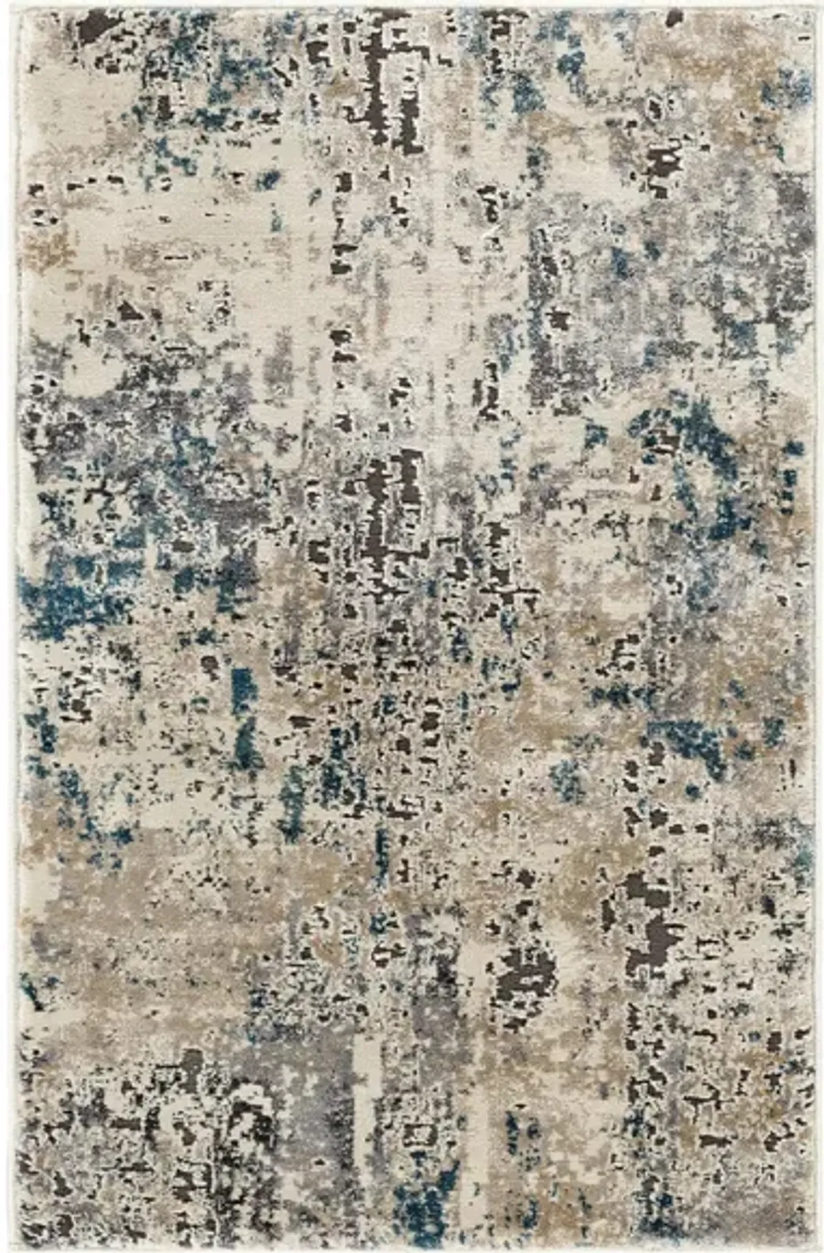 Pune Mumbai Rug in Taupe, Charcoal, Beige, Camel, Dark Brown, Black, Teal, Aqua by Surya