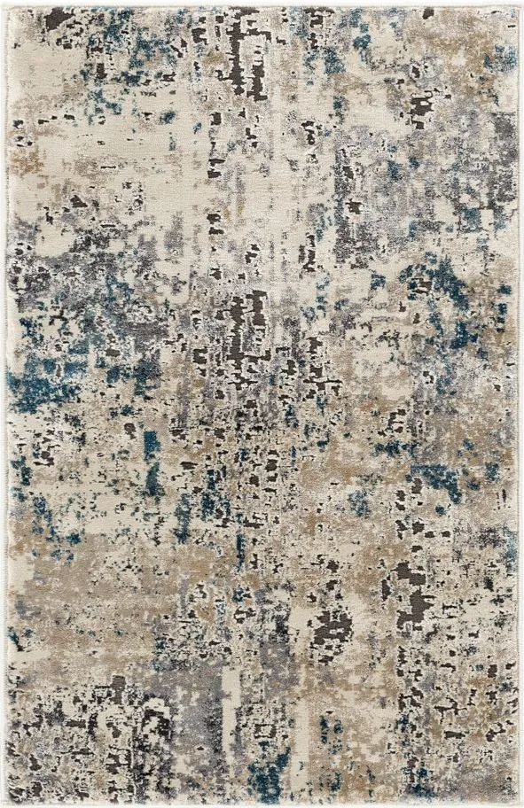 Pune Mumbai Rug in Taupe, Charcoal, Beige, Camel, Dark Brown, Black, Teal, Aqua by Surya