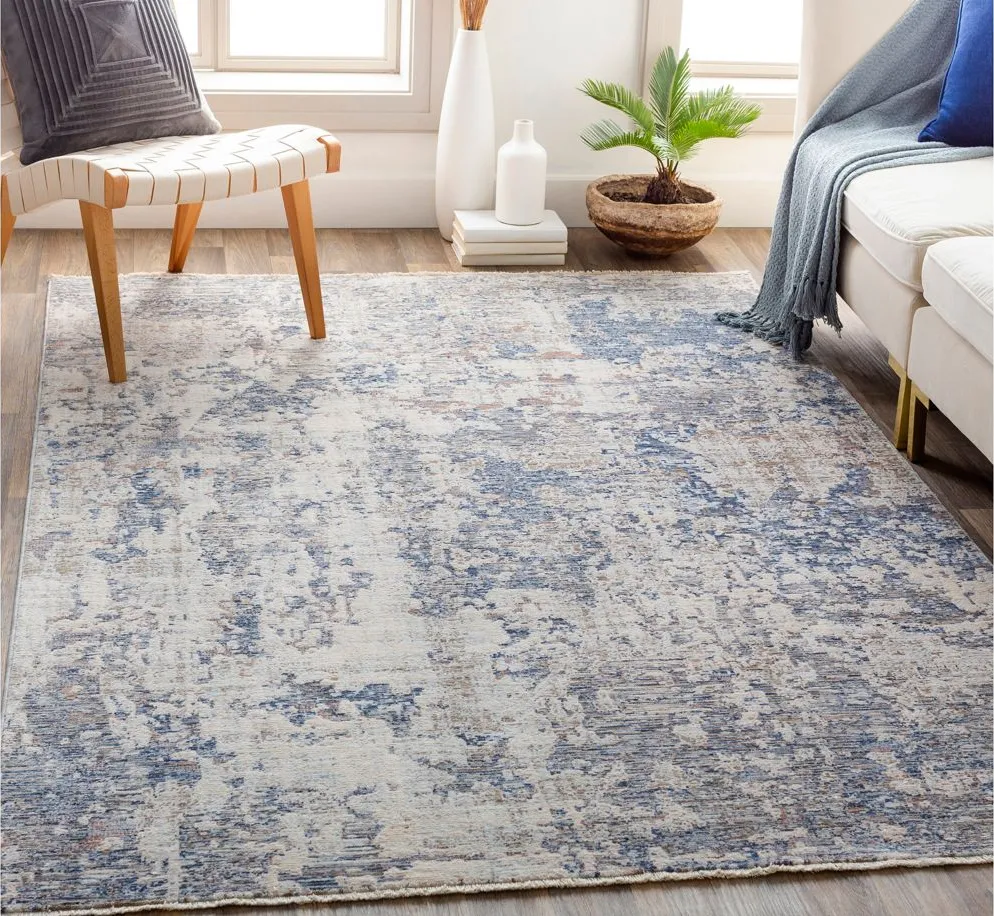 Palatial Labradorite Rug in Navy, Denim, Pale Blue, Camel, Taupe, Cream, White, Blush by Surya