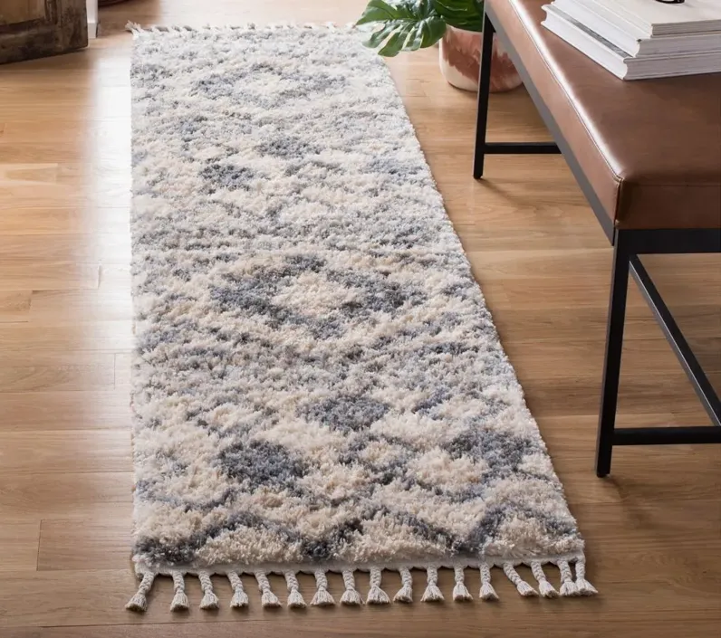 Berber Fringe Shag Area Rug in Cream/Navy by Safavieh