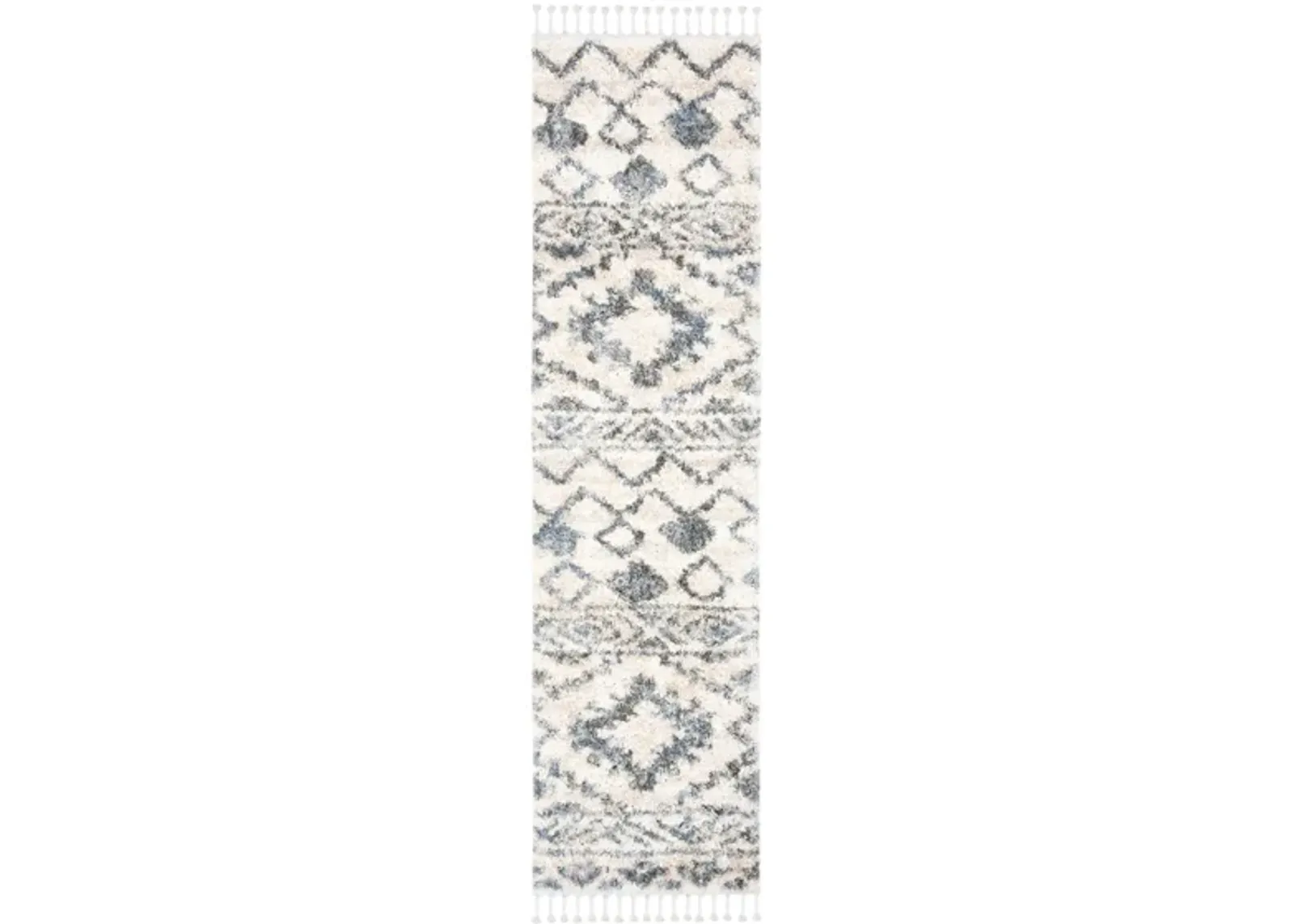 Berber Fringe Shag Area Rug in Cream/Navy by Safavieh