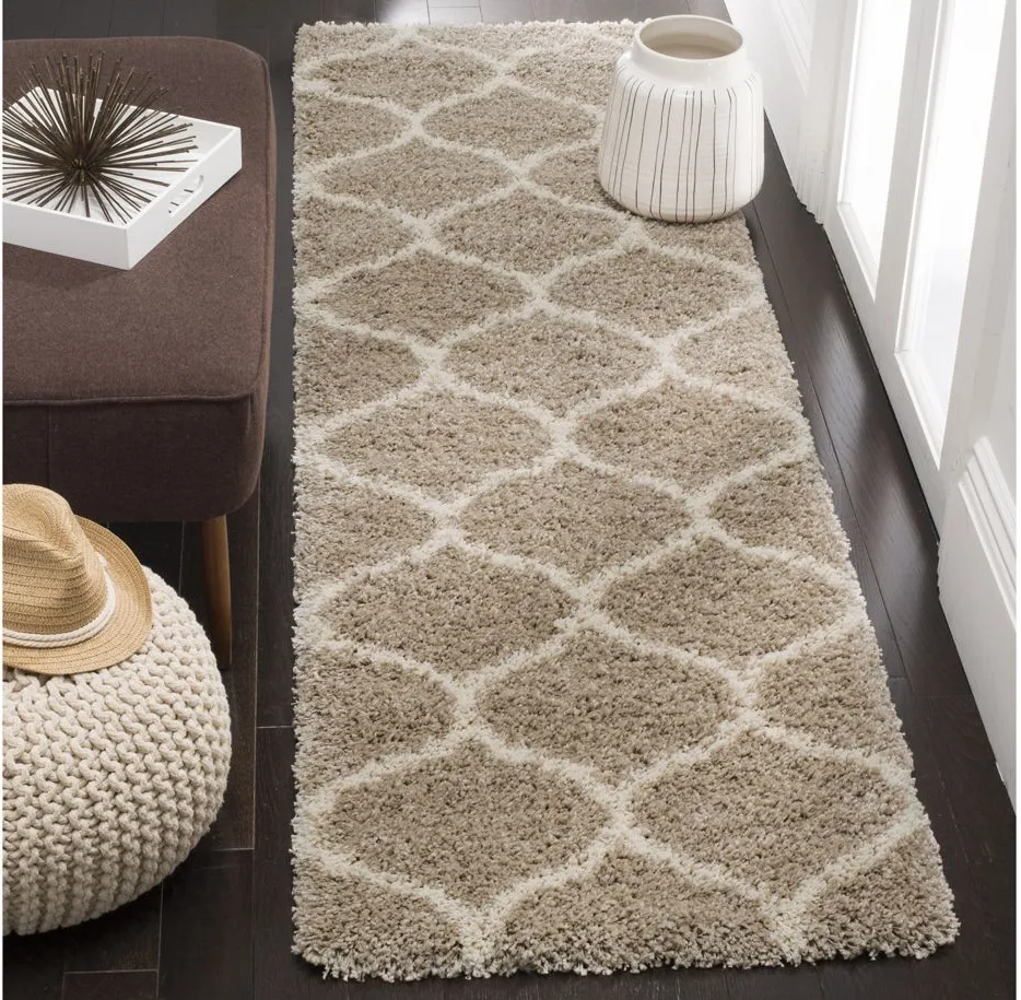 Hudson Shag Runner Rug in Beige/Ivory by Safavieh