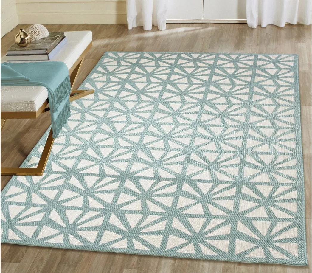 Carmel Tonga Tile Indoor/Outdoor Rug in Aqua by Trans-Ocean Import Co Inc