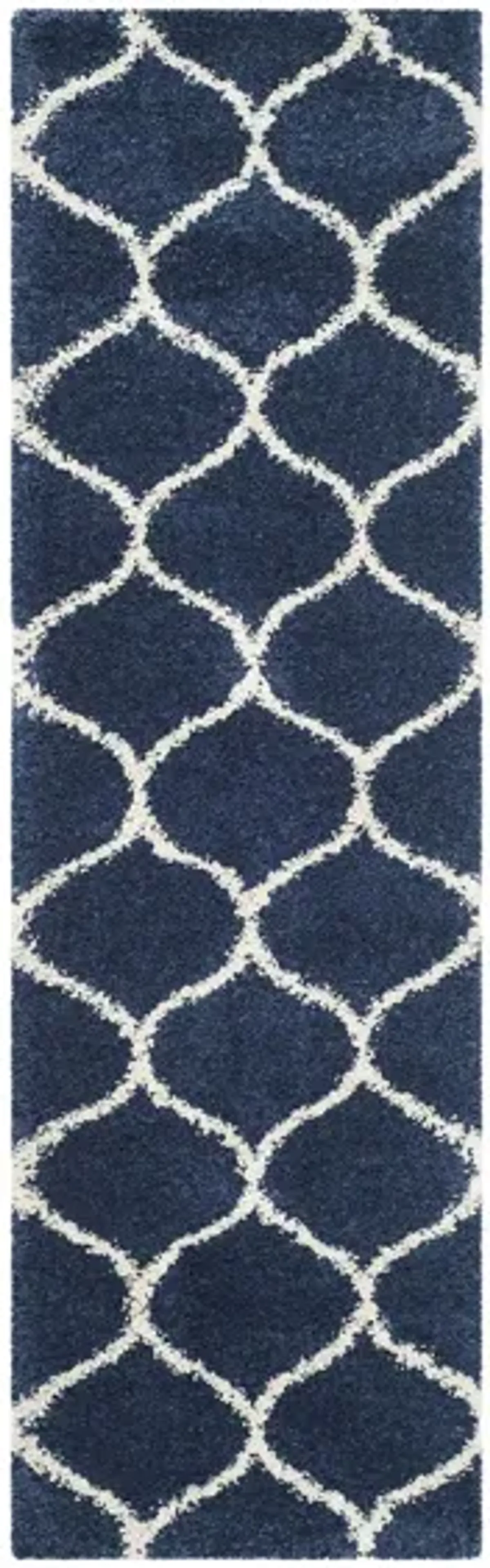 Hudson Shag Runner Rug in Navy/Ivory by Safavieh