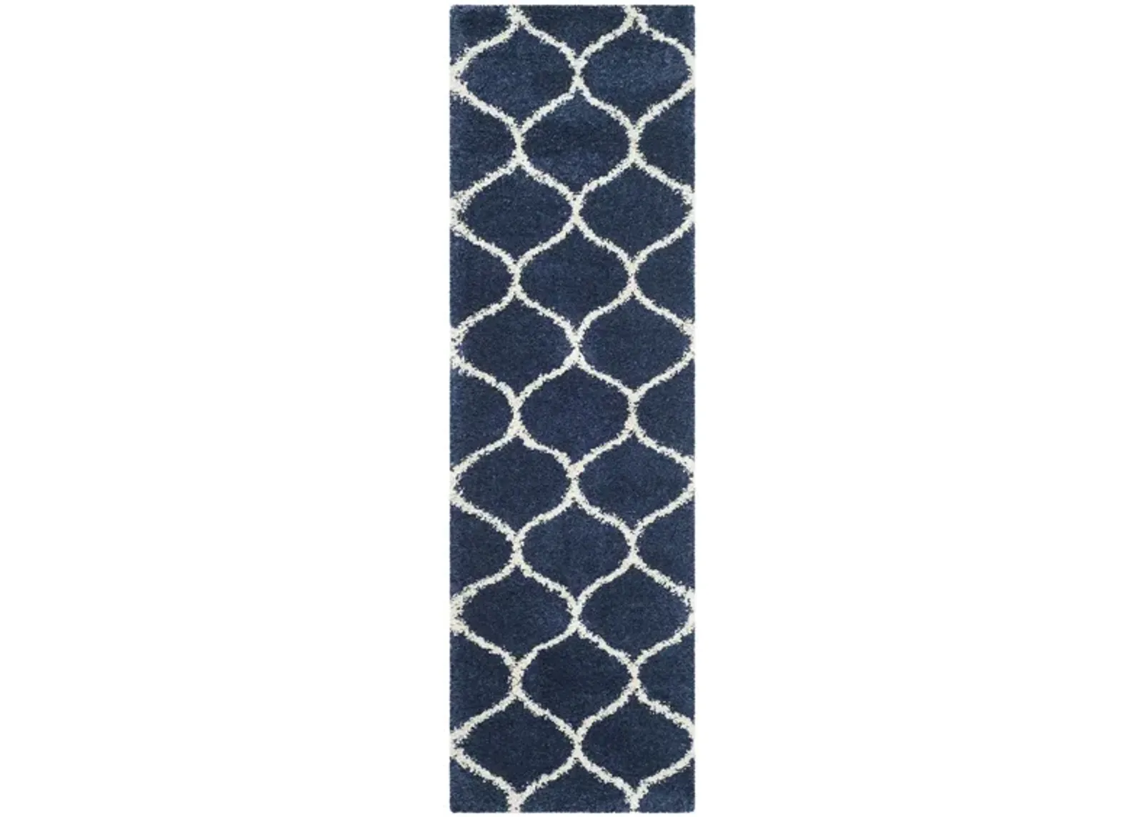 Hudson Shag Runner Rug in Navy/Ivory by Safavieh