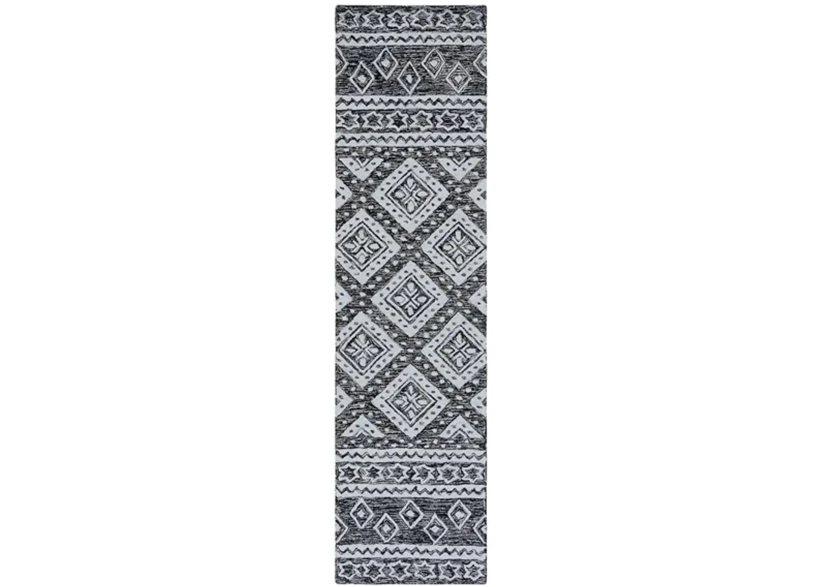 Miyamoto Runner Rug in Black & Gray by Safavieh