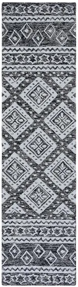 Miyamoto Runner Rug in Black & Gray by Safavieh