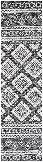 Miyamoto Runner Rug in Black & Ivory by Safavieh