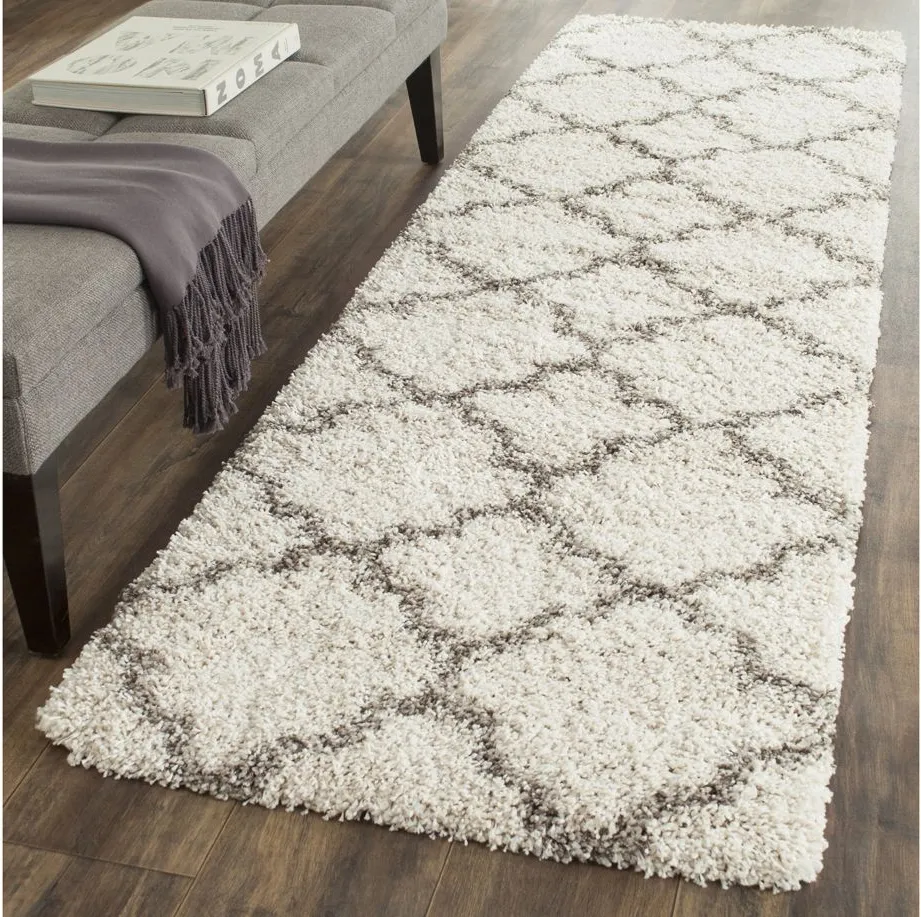 Hudson Shag Runner Rug in Ivory/Grey by Safavieh