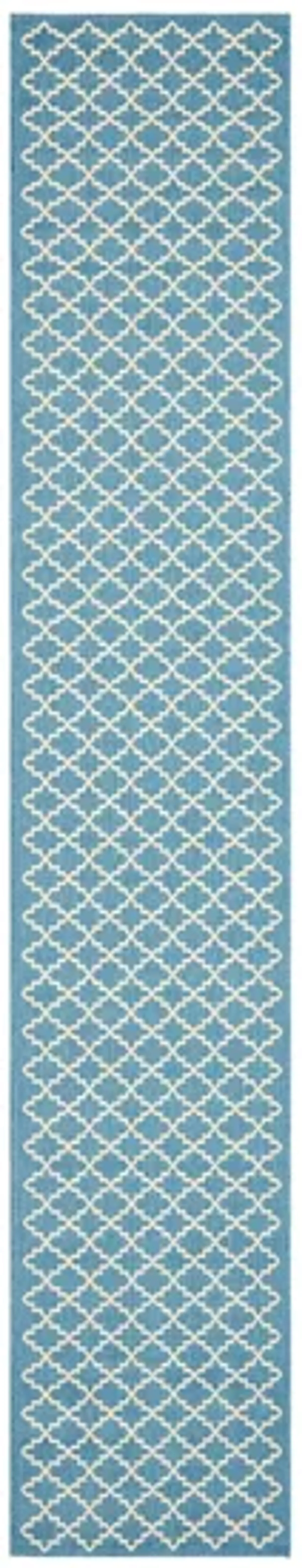 Courtyard Runner Rug in Blue & Beige by Safavieh