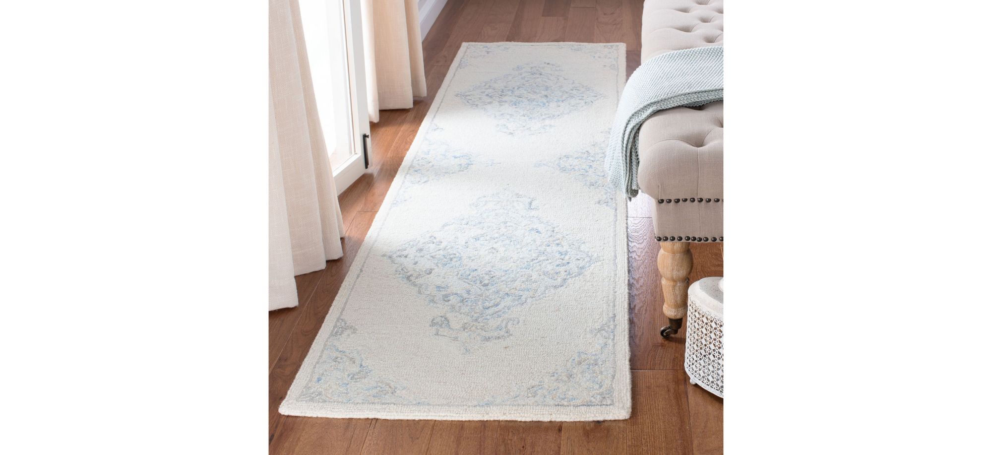 Drummond Runner Rug in Ivory & Blue by Safavieh