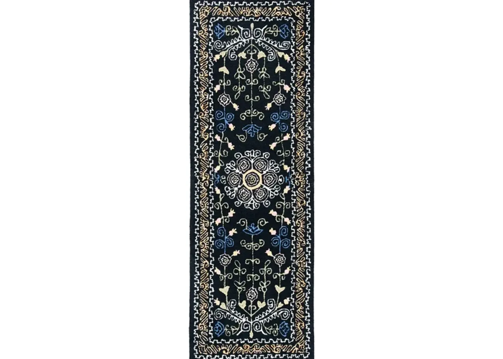 Shakespeare Runner Rug in Black & Green by Safavieh