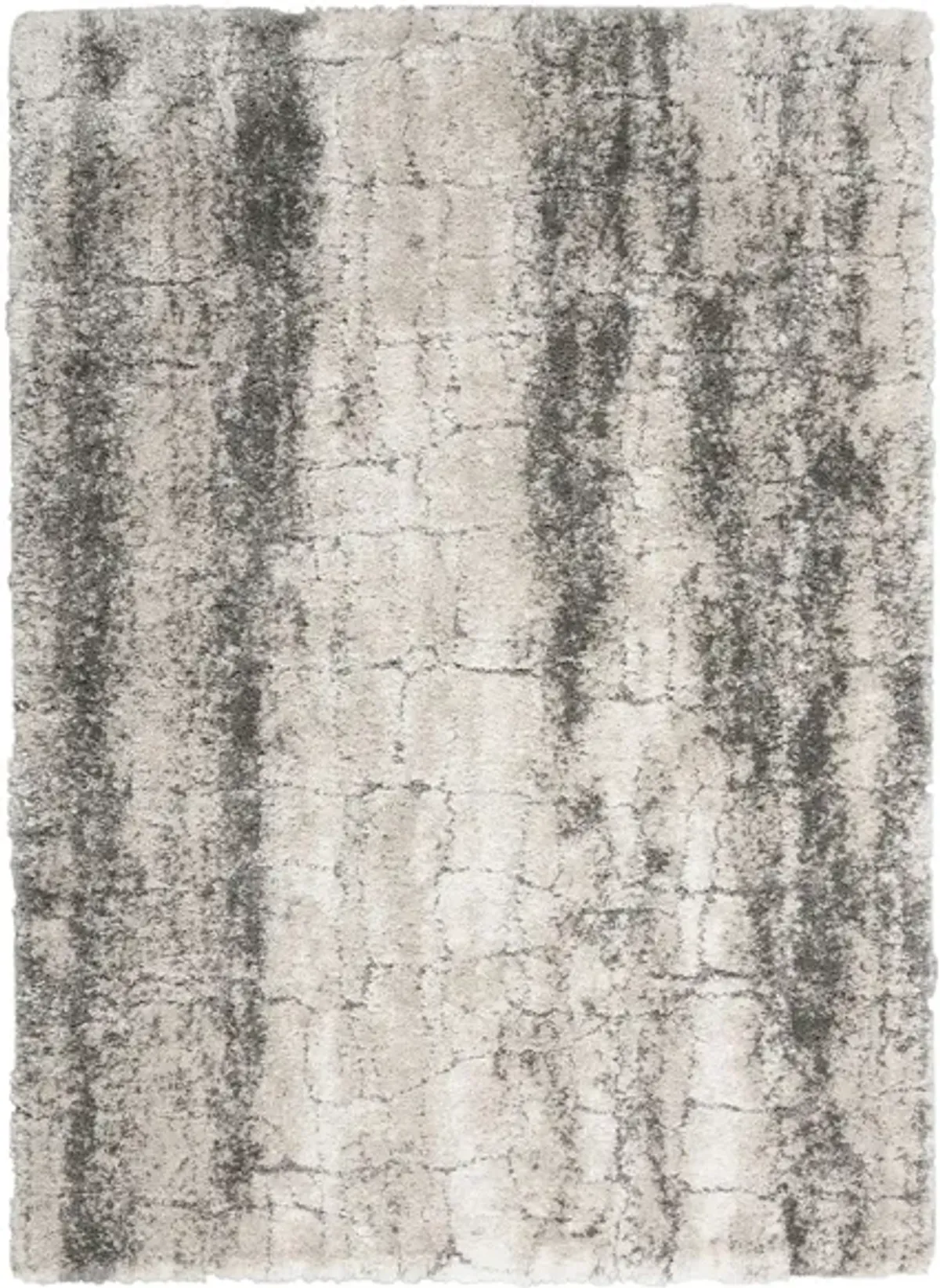 Luxurious Shag Area Rug in Ivory/Charcoal by Nourison