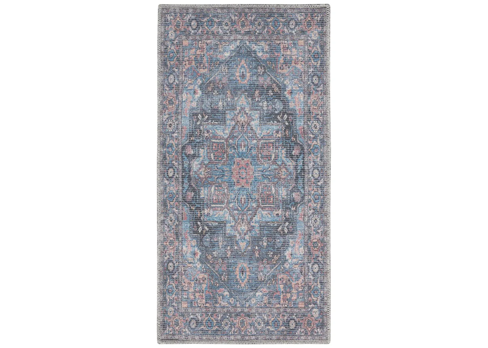 Nicole Curtis Stopher Area Rug in Light Blue Multi by Nourison