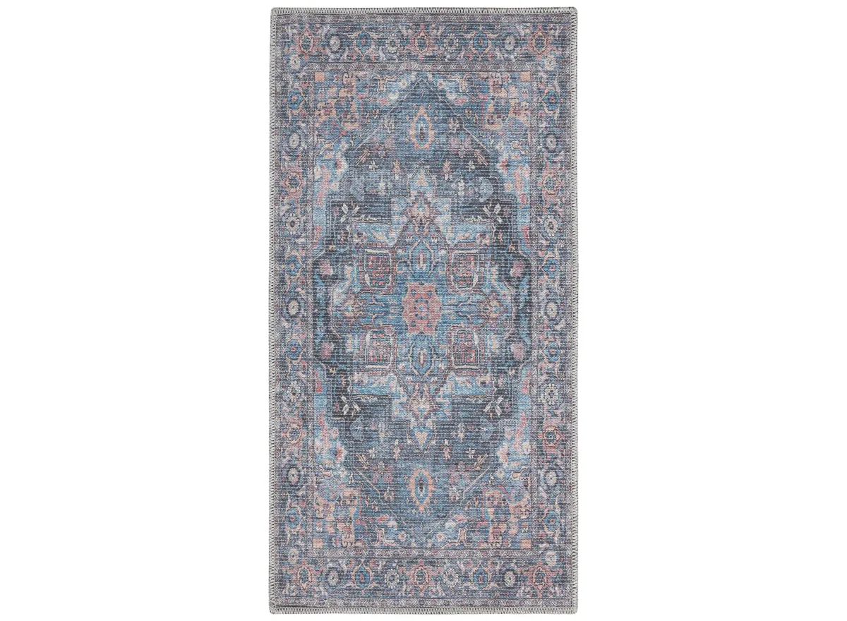 Nicole Curtis Stopher Area Rug in Light Blue Multi by Nourison