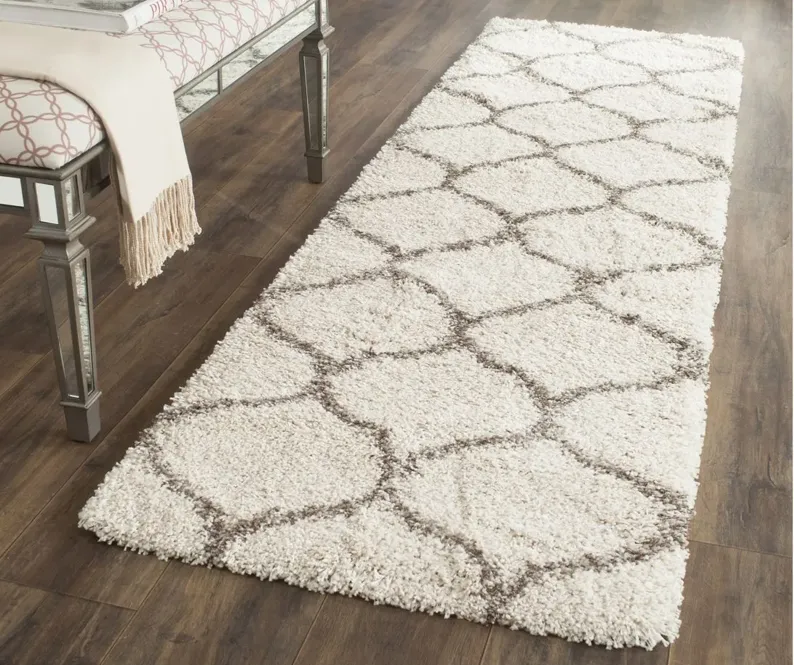 Hudson Shag Runner Rug in Ivory/Grey by Safavieh