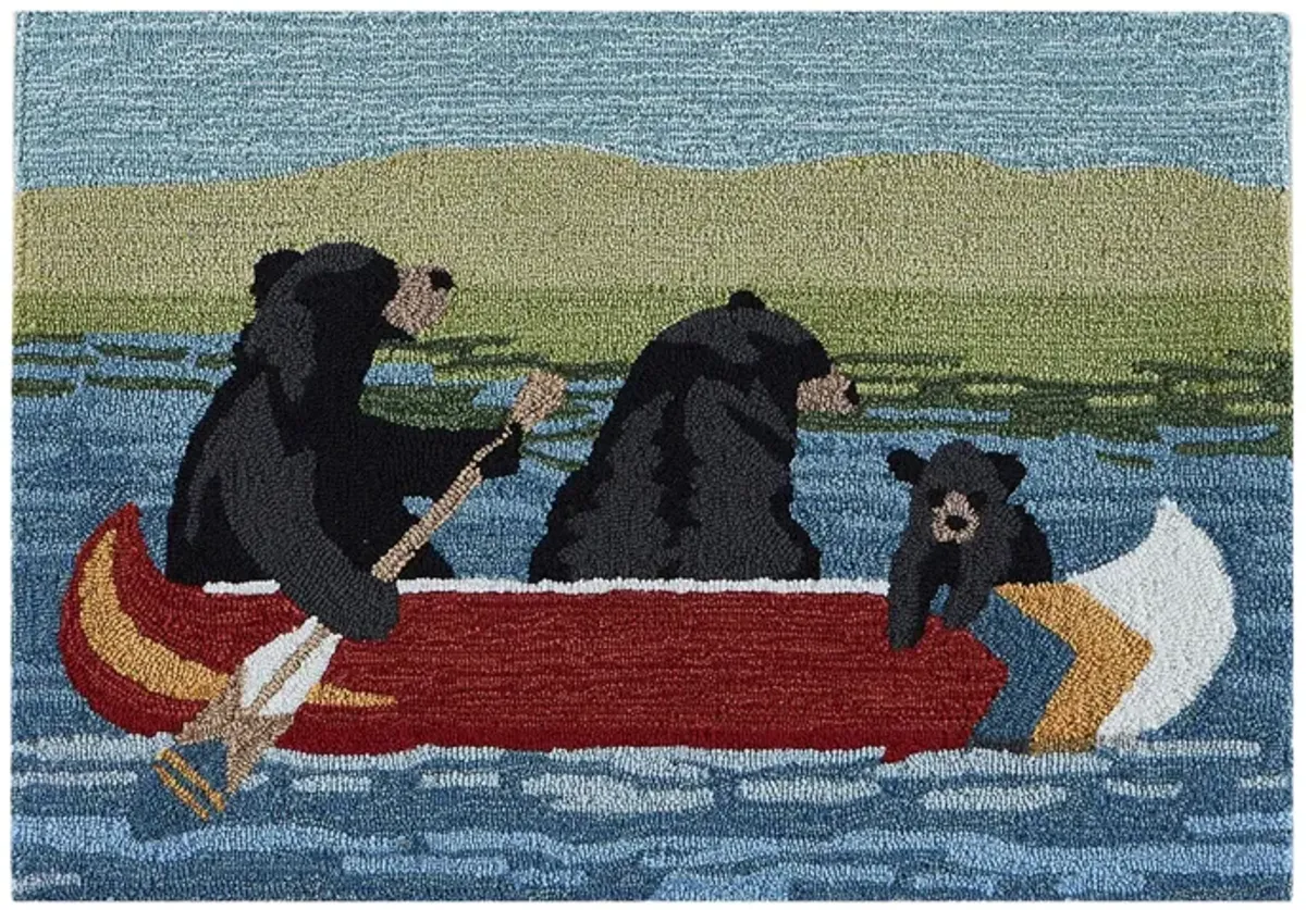 Liora Manne "Are We Bear Yet?" Front Porch Rug in Lake by Trans-Ocean Import Co Inc