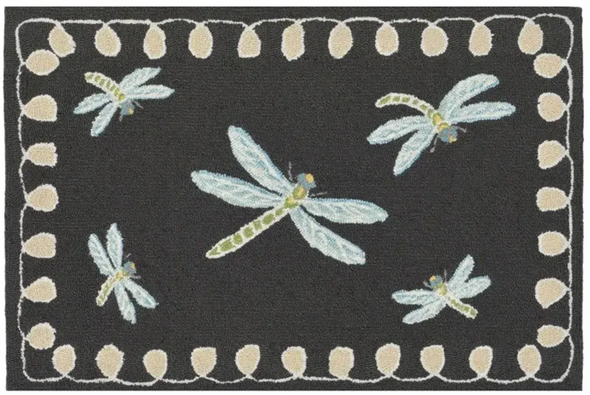 Liora Manne Dragonfly Front Porch Rug in Midnight by Trans-Ocean Import Co Inc