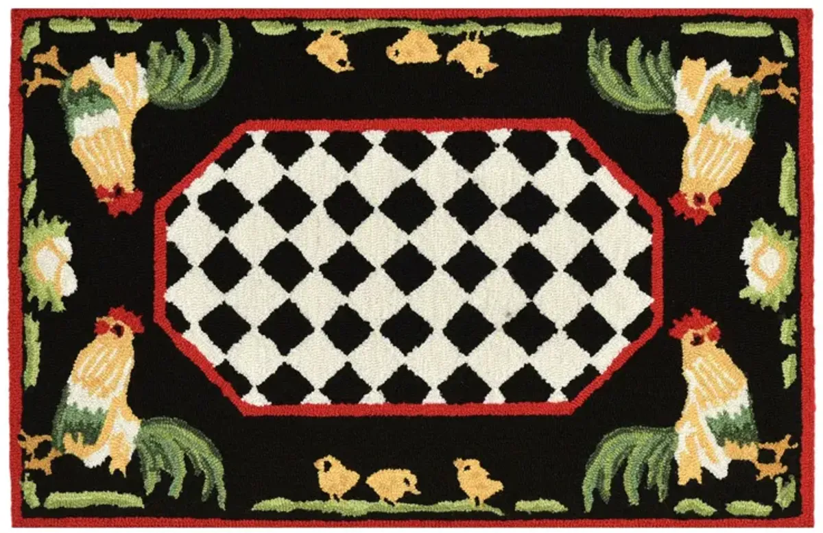 Liora Manne Rooster Front Porch Rug in Black by Trans-Ocean Import Co Inc