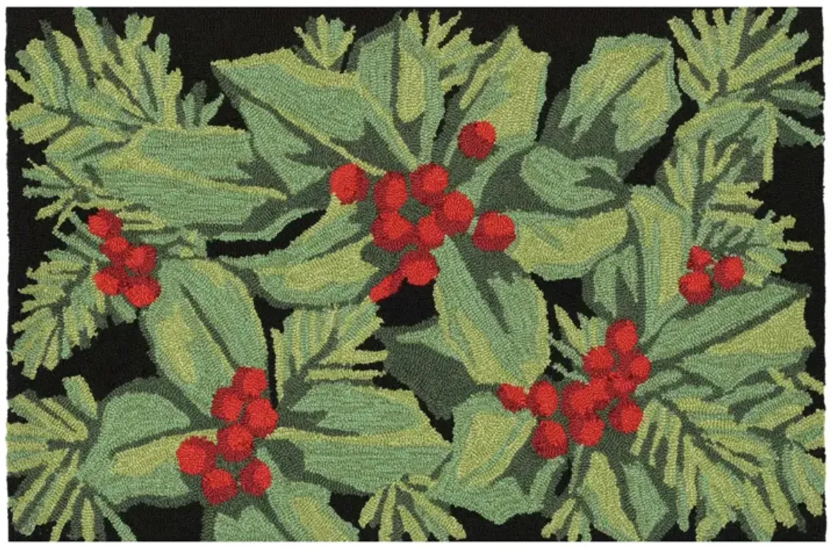 Liora Manne Hollyberries Front Porch Rug in Black by Trans-Ocean Import Co Inc