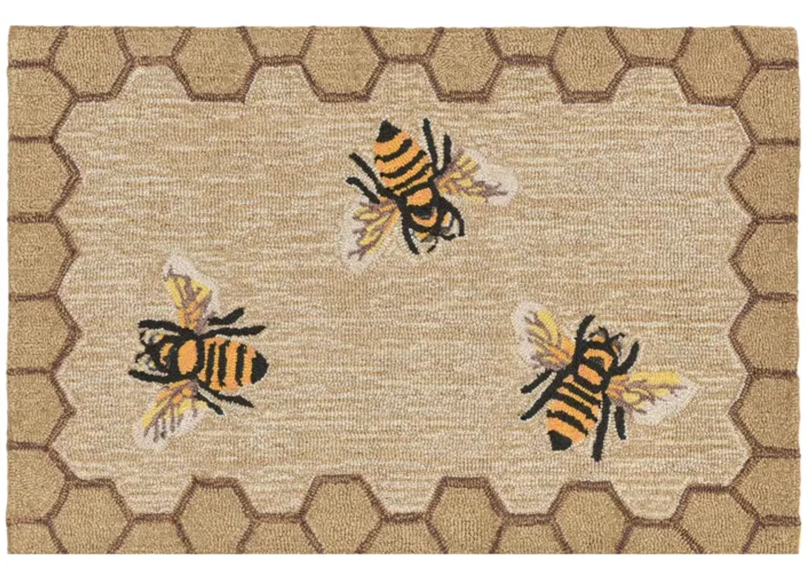 Liora Manne Honeycomb Bee Front Porch Rug in Natural by Trans-Ocean Import Co Inc