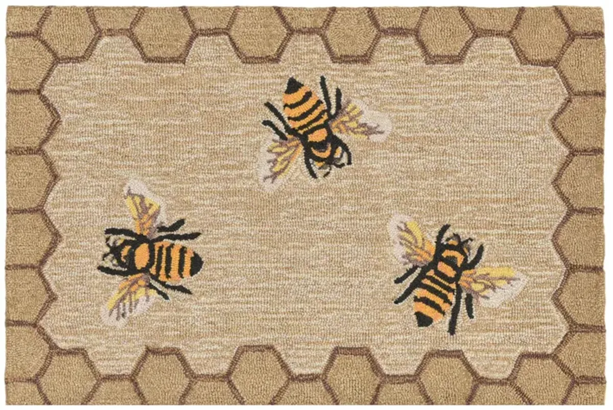 Liora Manne Honeycomb Bee Front Porch Rug in Natural by Trans-Ocean Import Co Inc