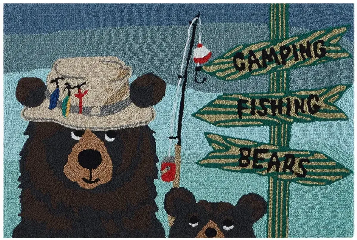 Liora Manne Fishing Bears Front Porch Rug in Green by Trans-Ocean Import Co Inc