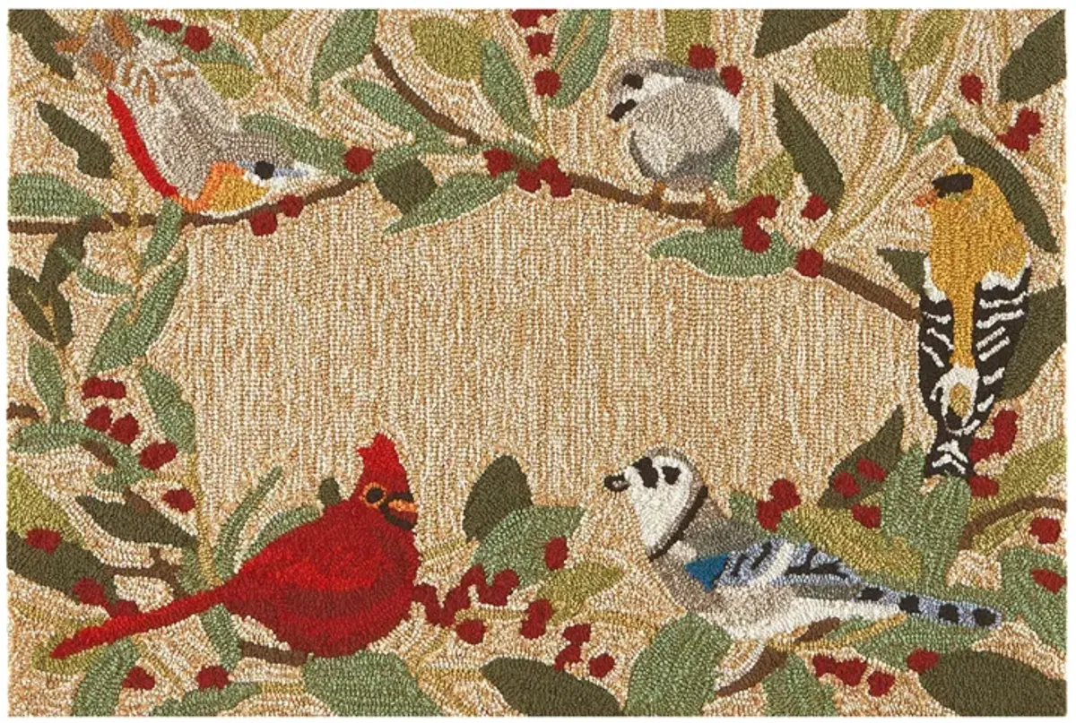 Liora Manne Bird Border Front Porch Rug in Natural by Trans-Ocean Import Co Inc