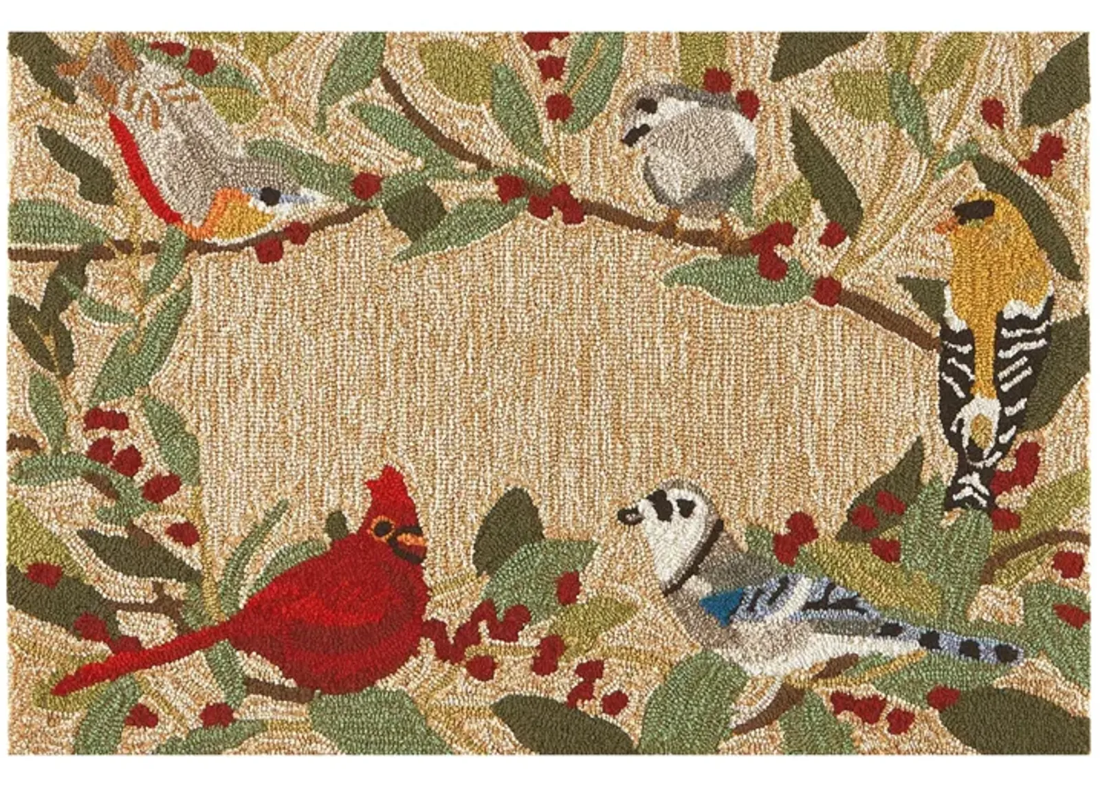 Liora Manne Bird Border Front Porch Rug in Natural by Trans-Ocean Import Co Inc