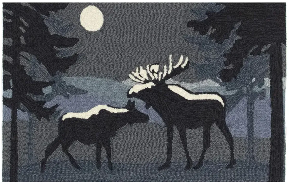 Liora Manne Moonlit Moose Front Porch Rug in Night by Trans-Ocean Import Co Inc