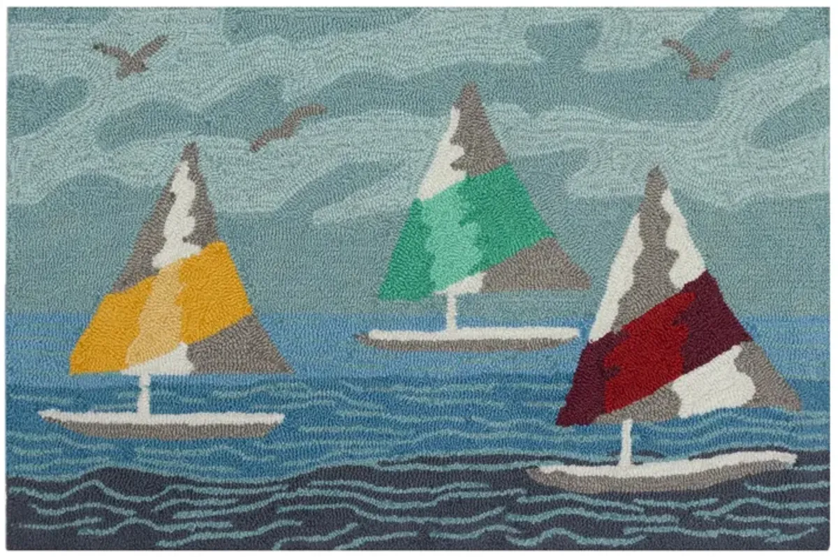 Liora Manne Sail Away Front Porch Rug in Sea by Trans-Ocean Import Co Inc