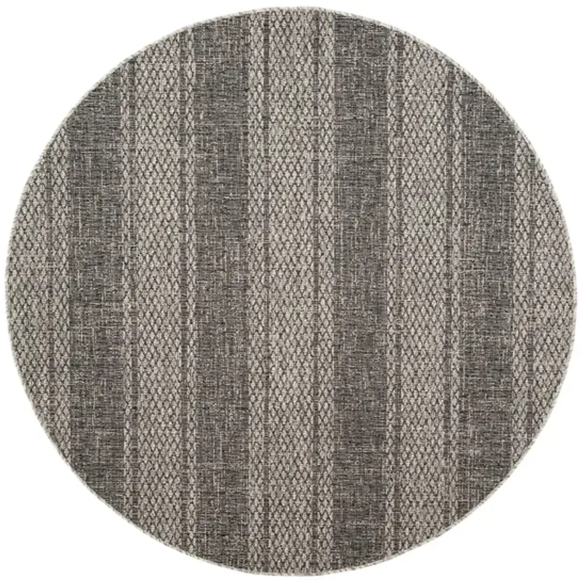 Courtyard Weave Indoor/Outdoor Area Rug Round in Light Gray & Black by Safavieh