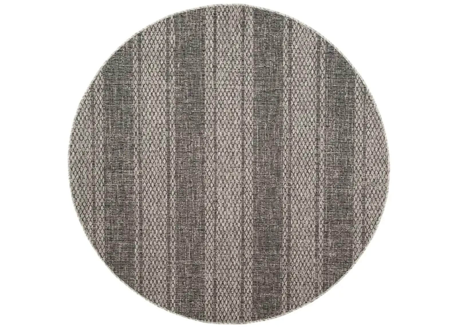 Courtyard Weave Indoor/Outdoor Area Rug Round in Light Gray & Black by Safavieh