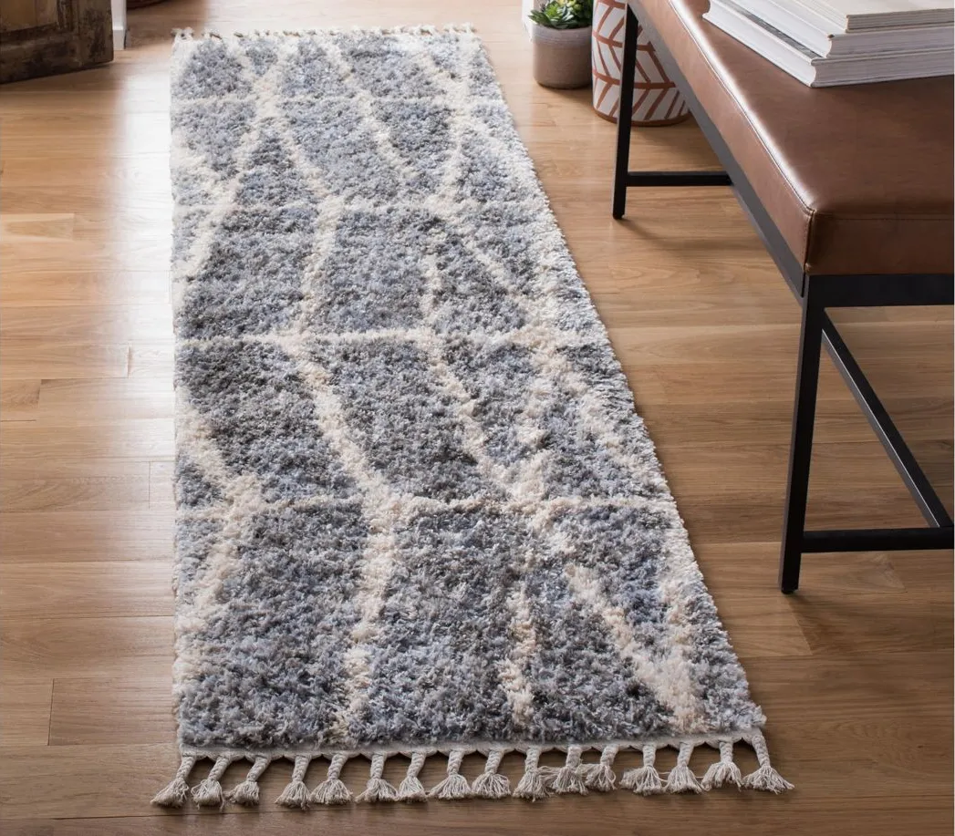 Berber Fringe Shag Area Rug in Grey/Cream by Safavieh