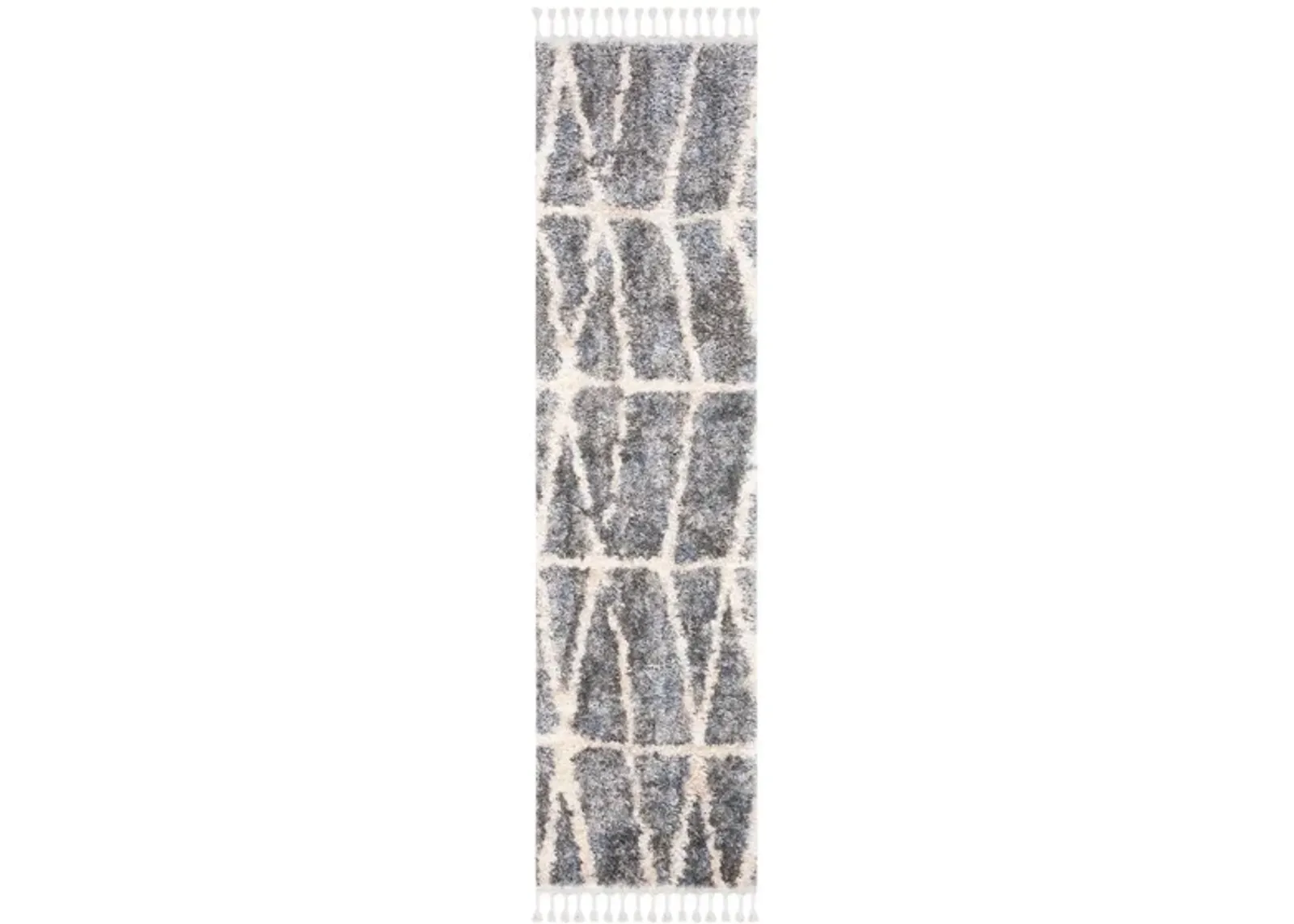 Berber Fringe Shag Area Rug in Grey/Cream by Safavieh