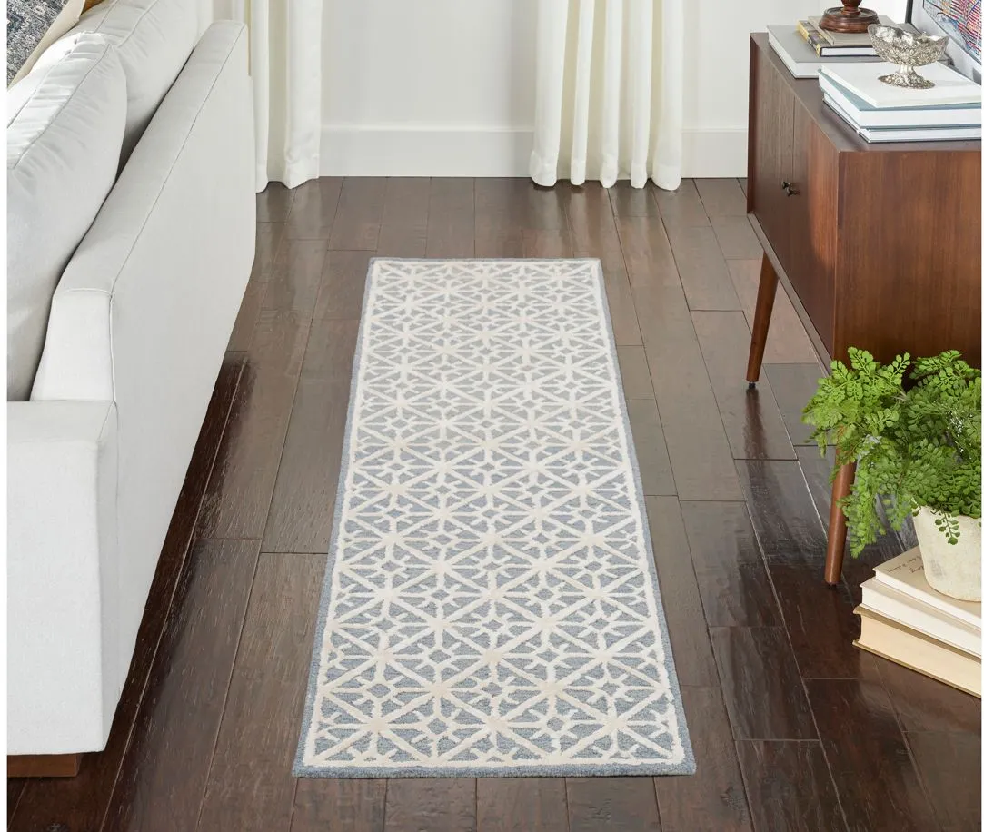 Nicole Curtis Caerthe Runner Rug in Light Blue by Nourison